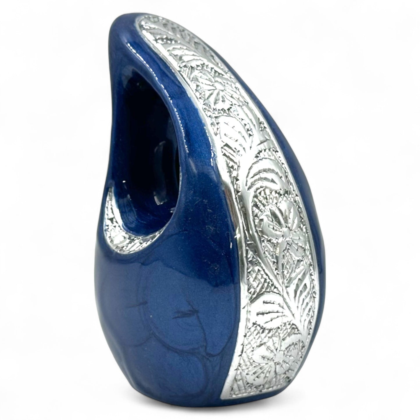 Blue Teardrop Keepsake Urn – Mini Urn for Ashes – Small Sharing Urn for Family