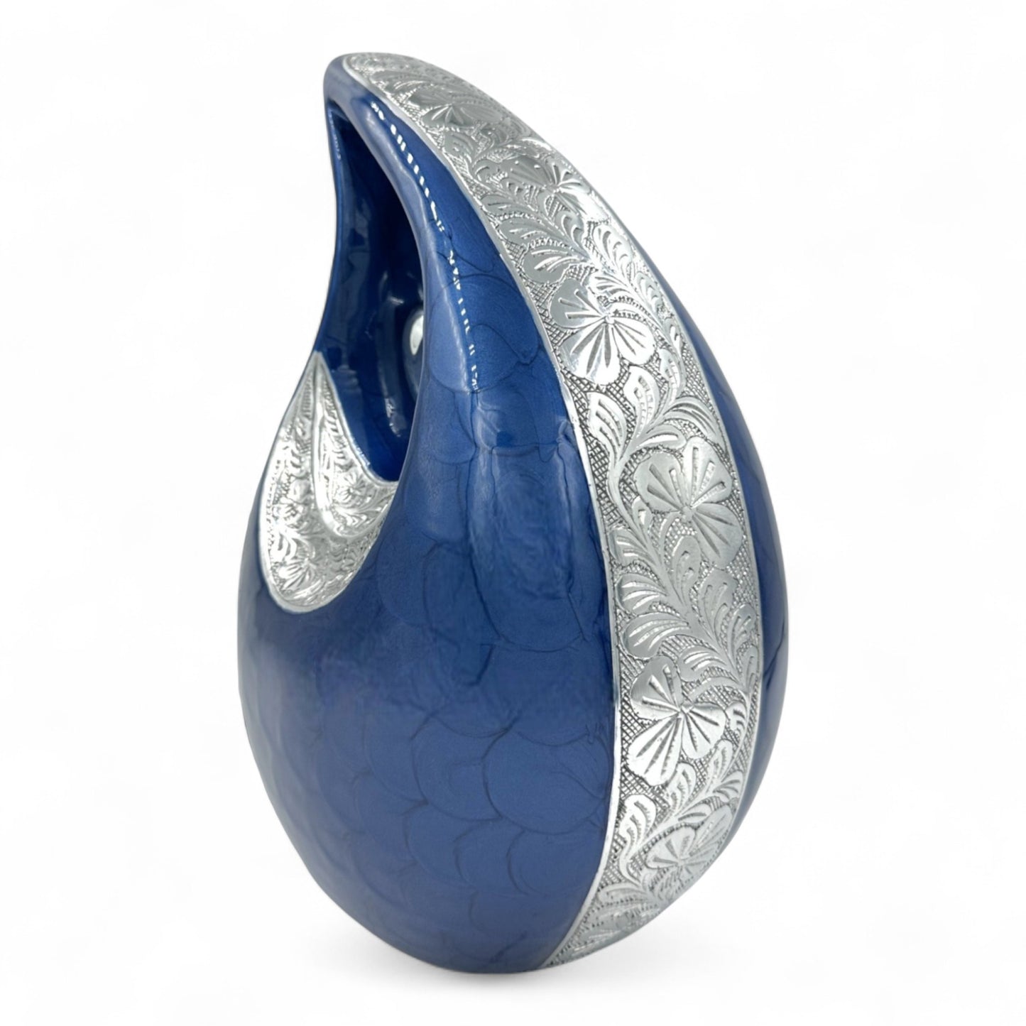 Blue Teardrop Cremation Urn – Personalized Large Adult Urn for Human Ashes – Decorative Memorial Urn