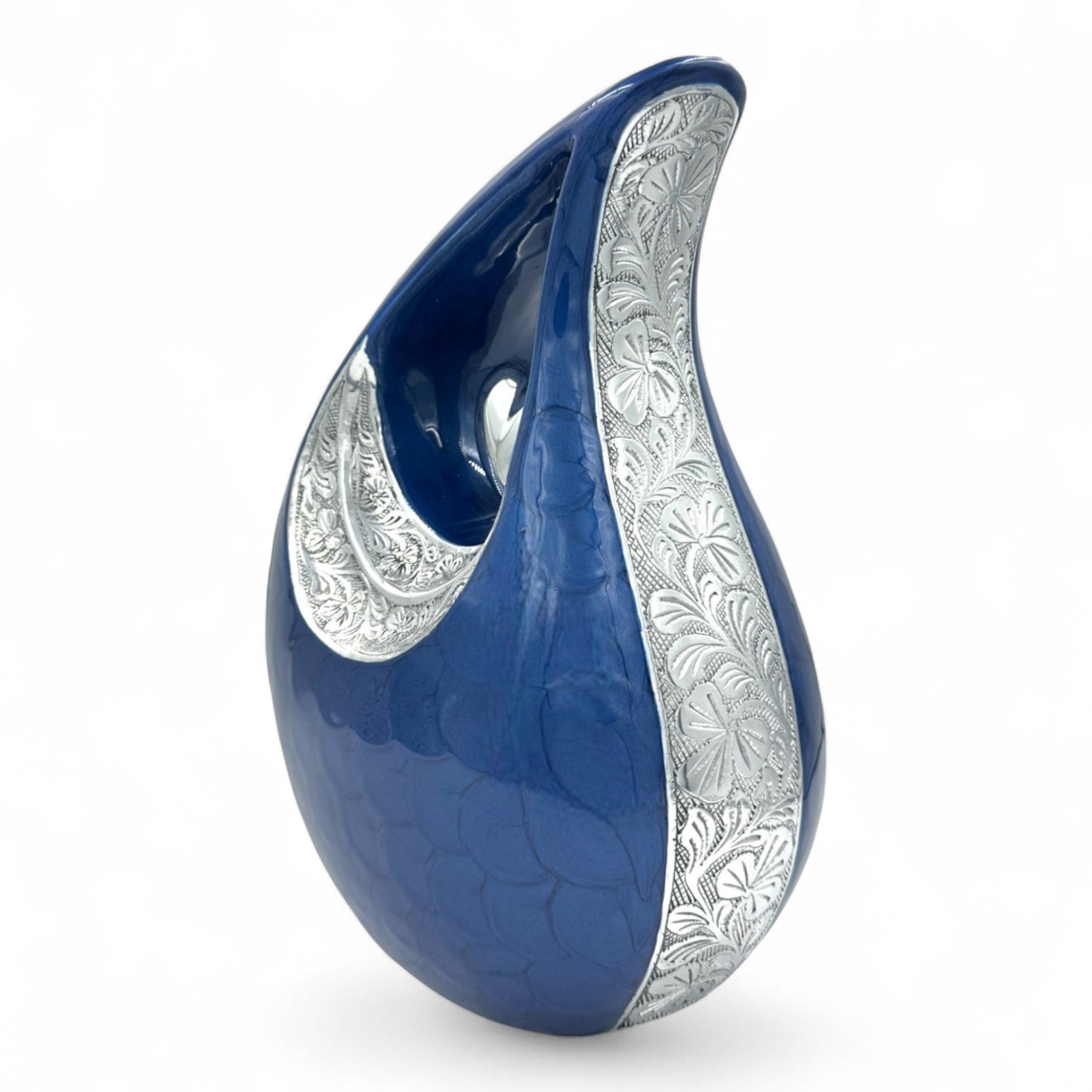 Blue Teardrop Cremation Urn – Personalized Large Adult Urn for Human Ashes – Decorative Memorial Urn
