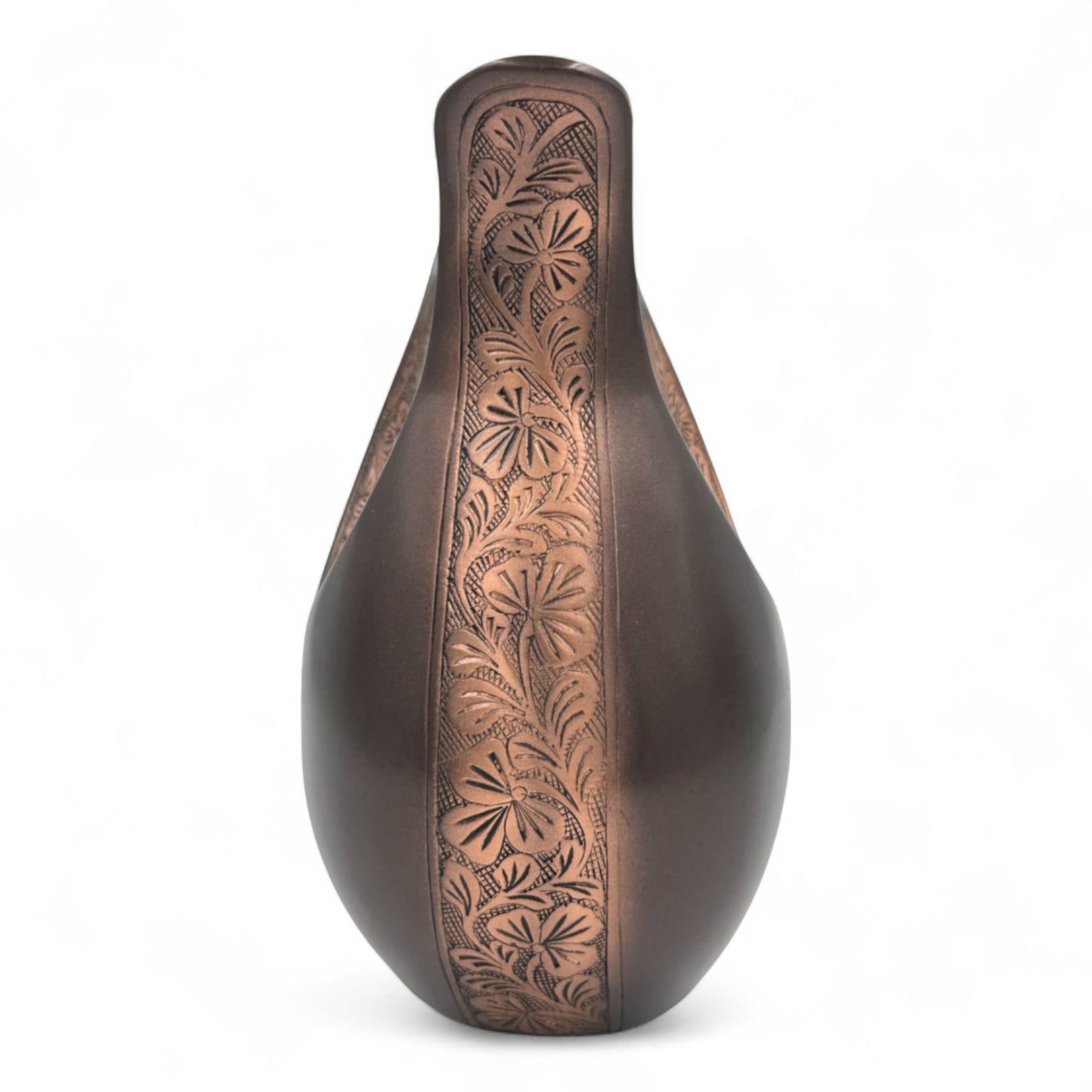 Bronze Teardrop Cremation Urn with Heart – Engraved Floral Memorial Urn for Human Ashes – Personalized Adult Funeral Urn with Velvet Bag