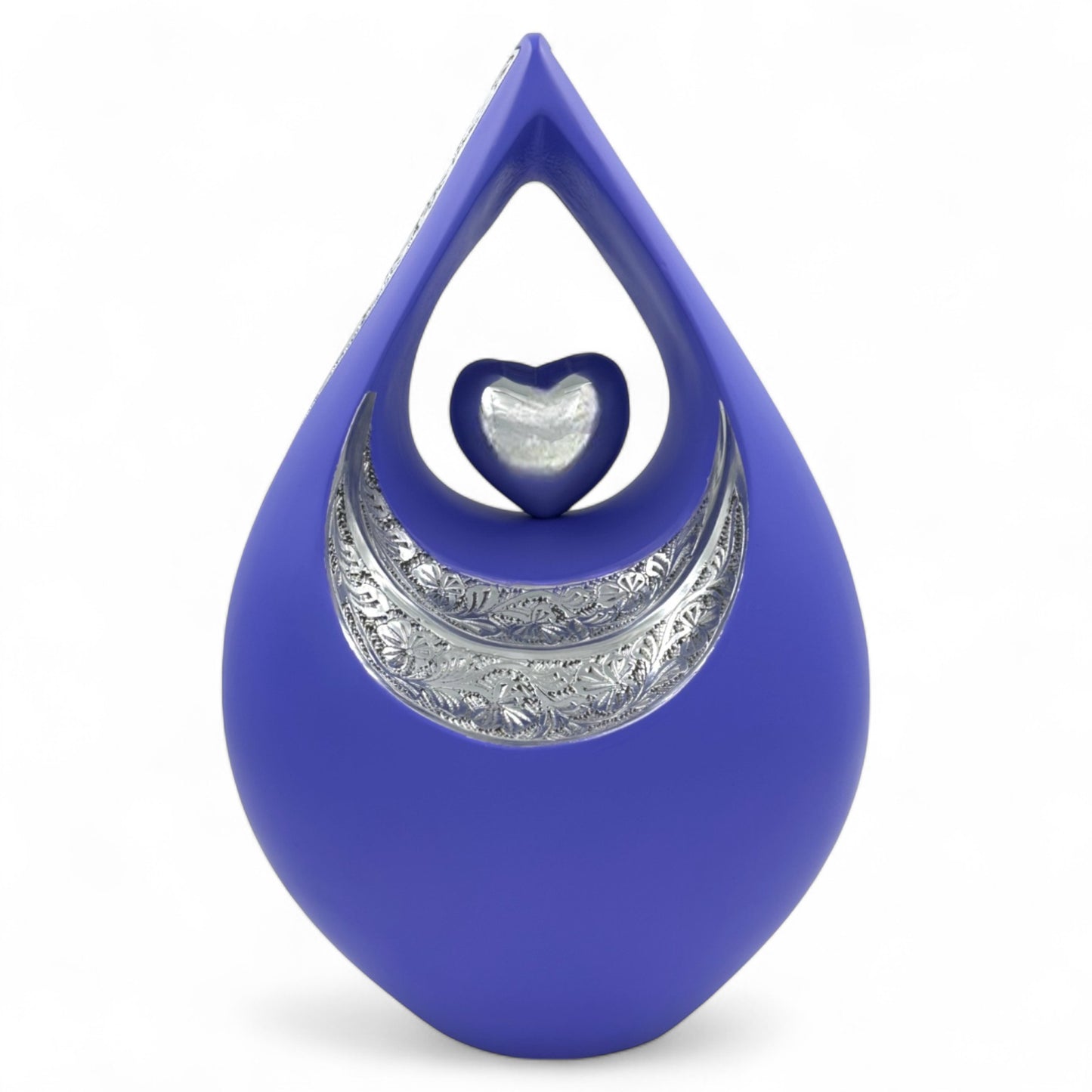 Elegant Purple Teardrop Cremation Urn for Human Ashes – Matte Finish Adult Urn for Burial, Memorial, or Funeral