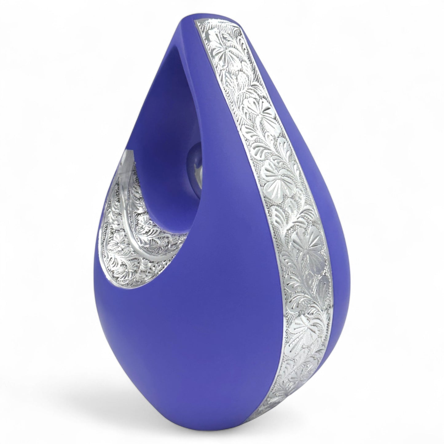 Elegant Purple Teardrop Cremation Urn for Human Ashes – Matte Finish Adult Urn for Burial, Memorial, or Funeral