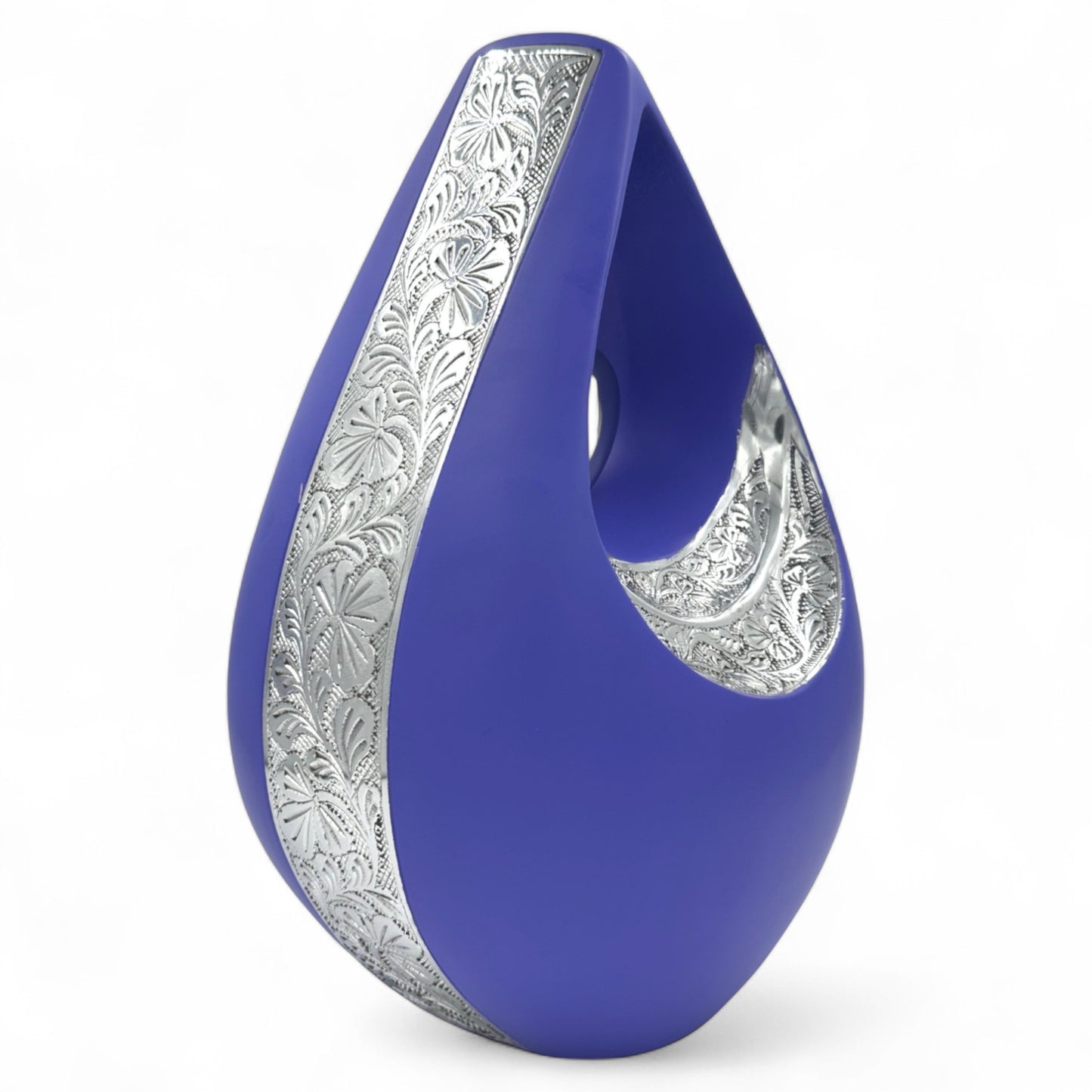 Elegant Purple Teardrop Cremation Urn for Human Ashes – Matte Finish Adult Urn for Burial, Memorial, or Funeral