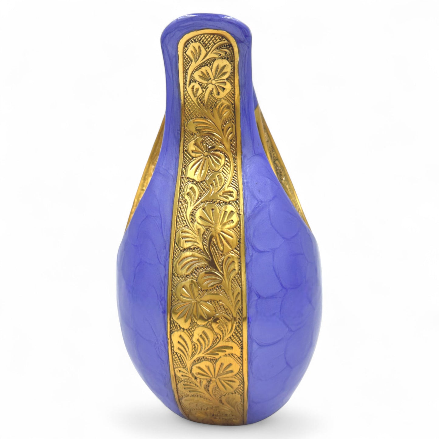 Purple Teardrop Cremation Urn with Gold Heart — Hand-Engraved Floral Design — Personalized Adult Memorial Urn for Human Ashes