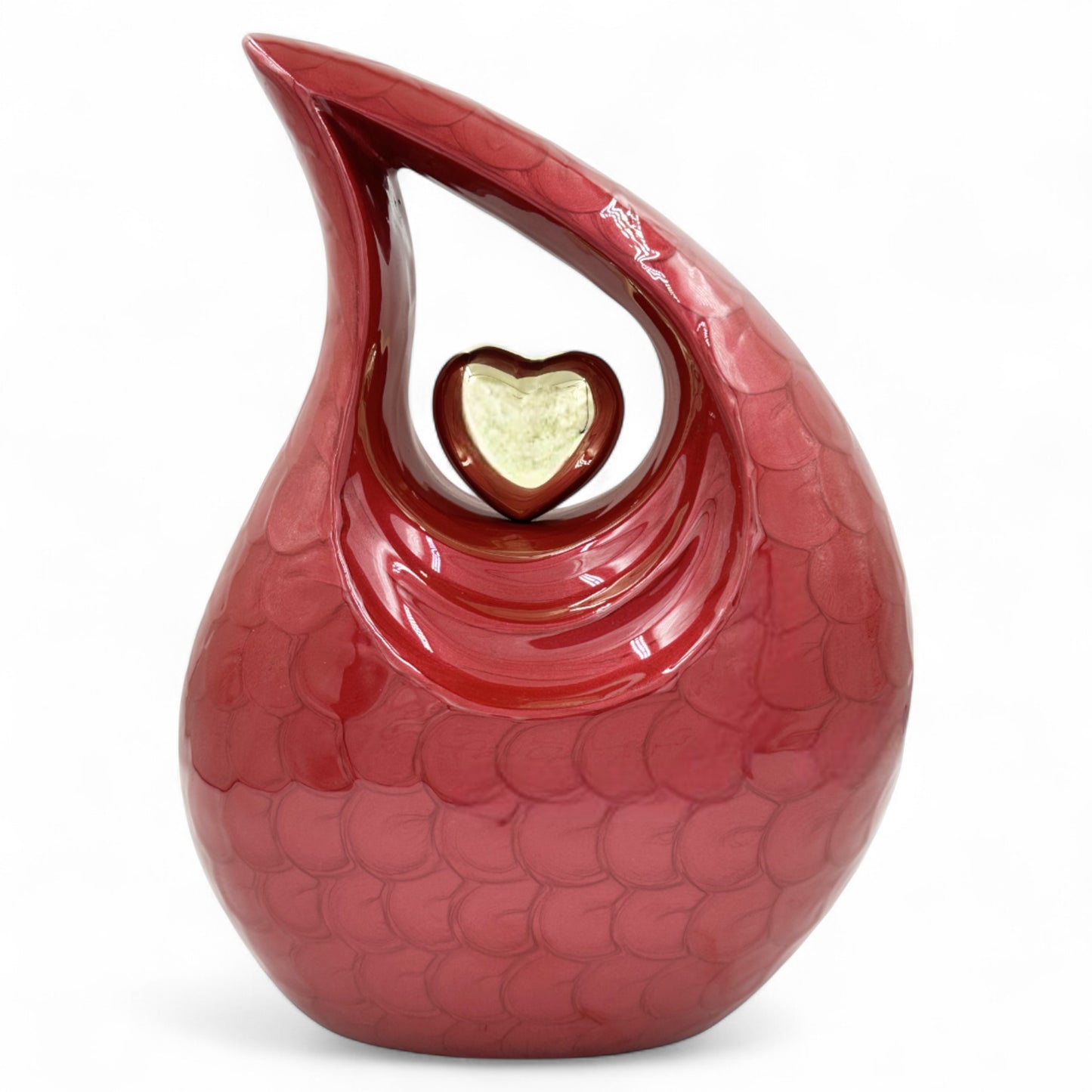 Red Cremation Urn – Personalized Adult Urn for Human Ashes (220 Cubic Inches) with Velvet Bag – Elegant Memorial Urn