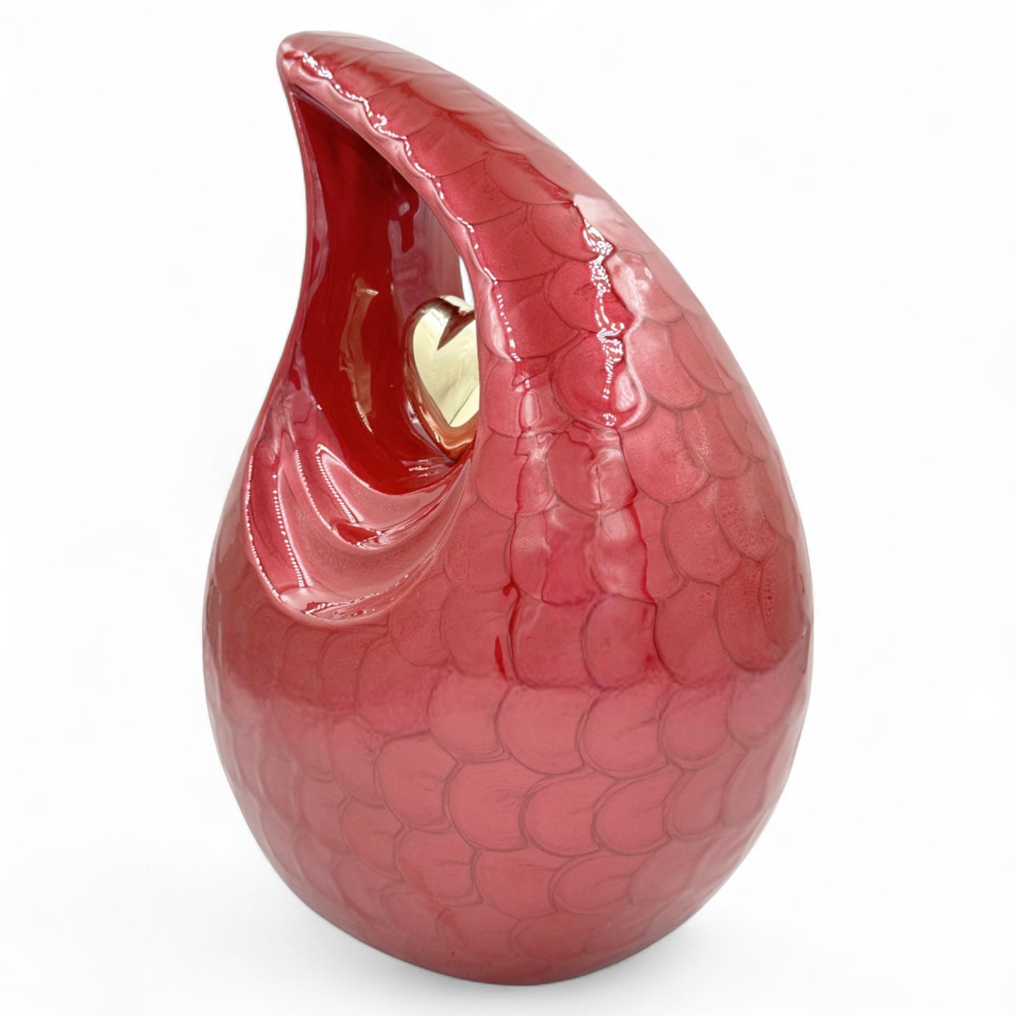 Red Cremation Urn – Personalized Adult Urn for Human Ashes (220 Cubic Inches) with Velvet Bag – Elegant Memorial Urn