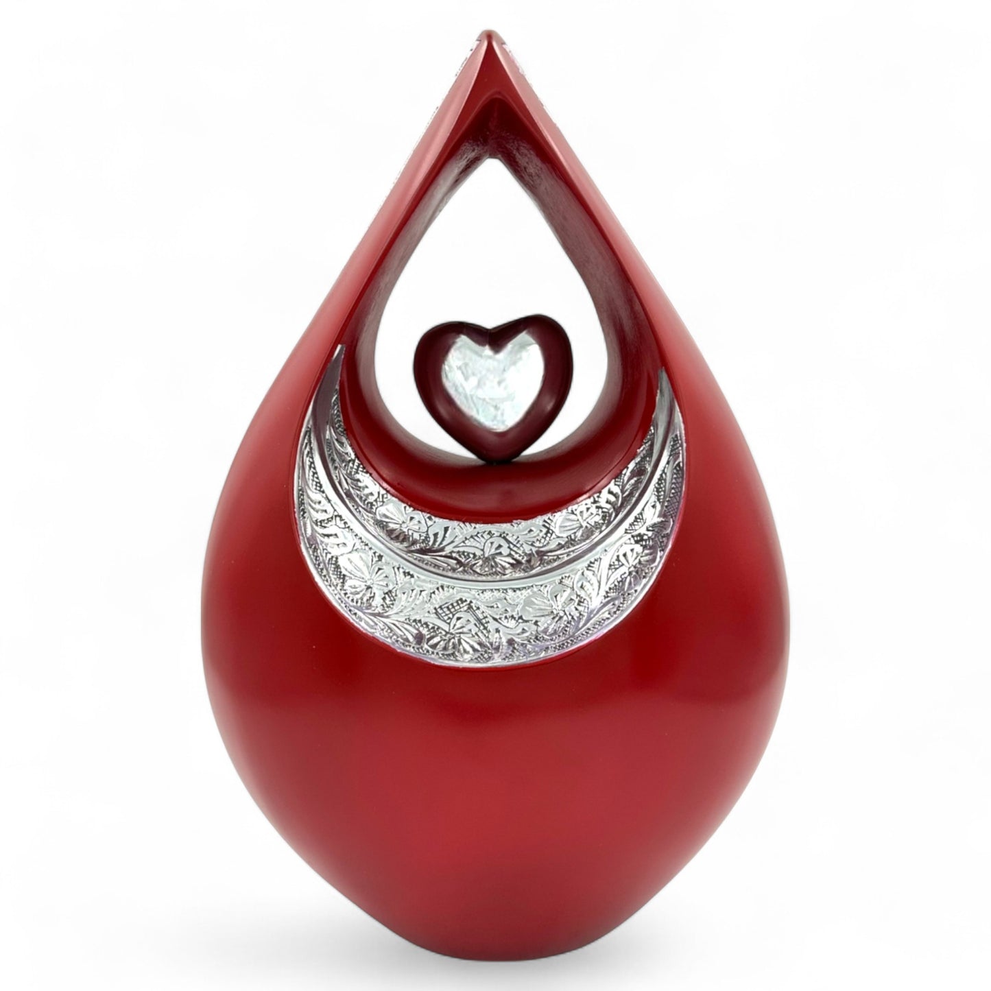 Personalized Red Teardrop Cremation Urn for Ashes – Matte Finish Adult Memorial Urn