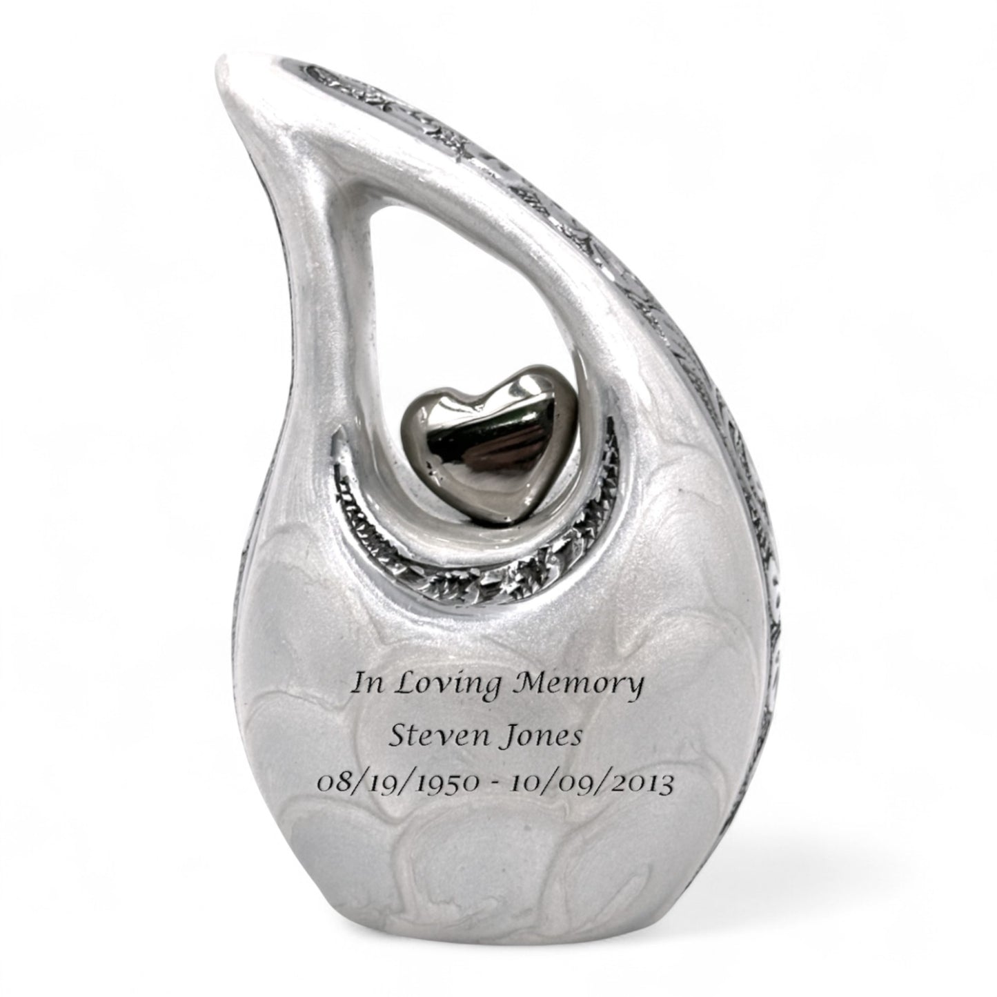 White Teardrop Keepsake Urn – Mini Teardrop Urn for Ashes – Small Sharing Urn for Family