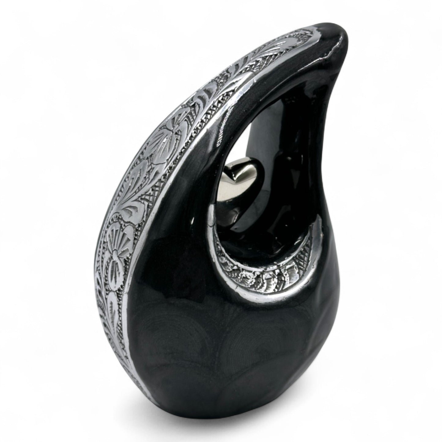 Black Teardrop Keepsake Urn – Mini Keepsake Urn for Ashes – Small Sharing Urn for Family