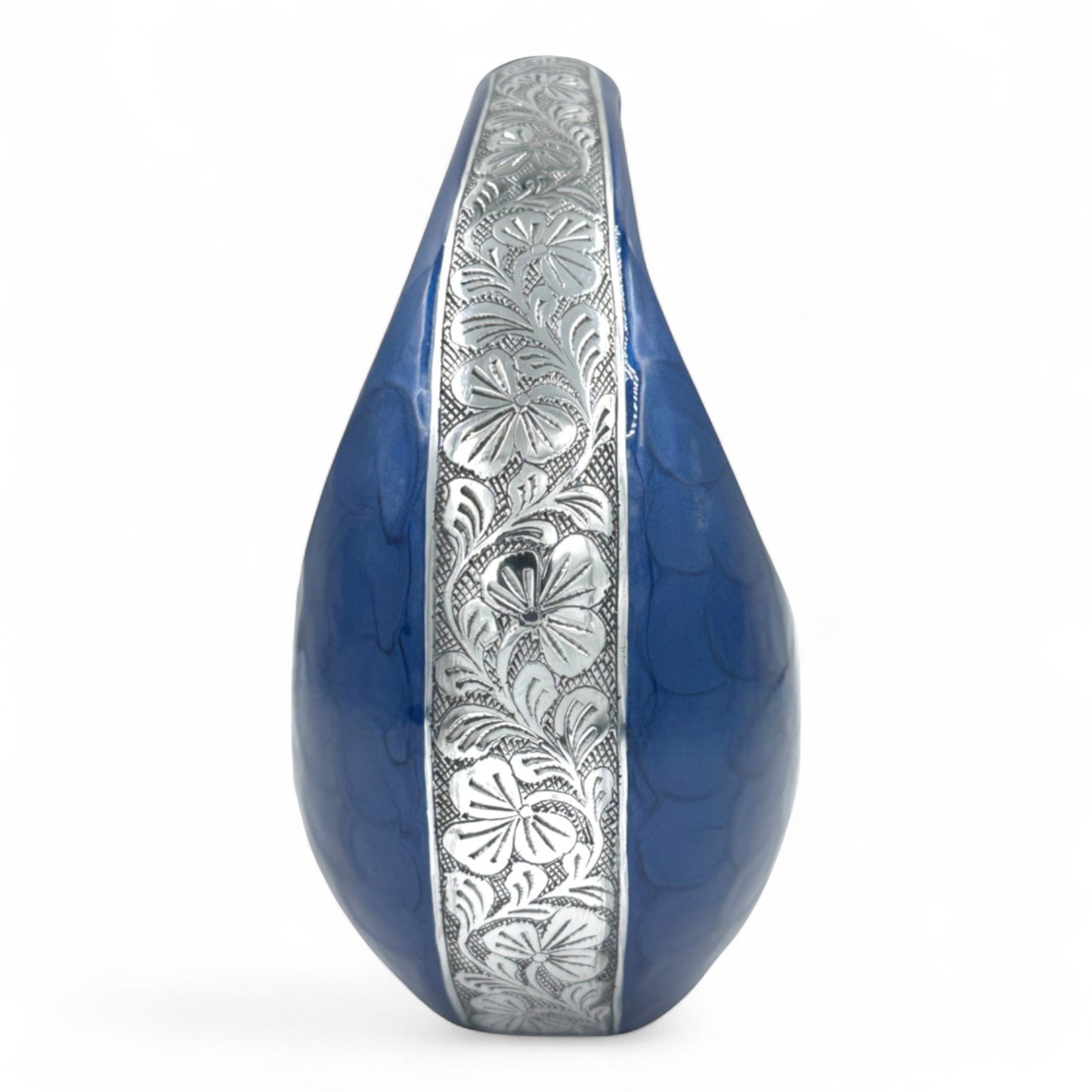Elegant Blue Teardrop Cremation Urn for Adults with Velvet Bag – Personalized Memorial Urn