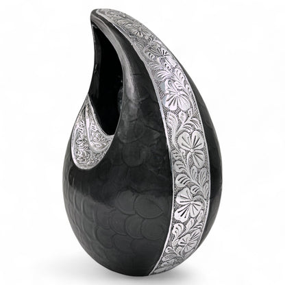 Black Adult Cremation Urn – 220 Cubic Inches – Memorial & Funeral Urn for Human Ashes