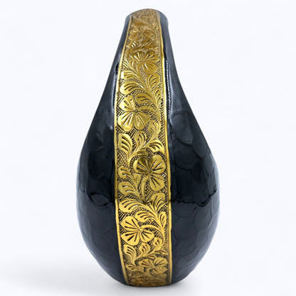 Black Adult Teardrop Cremation Urn – Personalized Funeral Urn with Velvet Bag for Human Ashes
