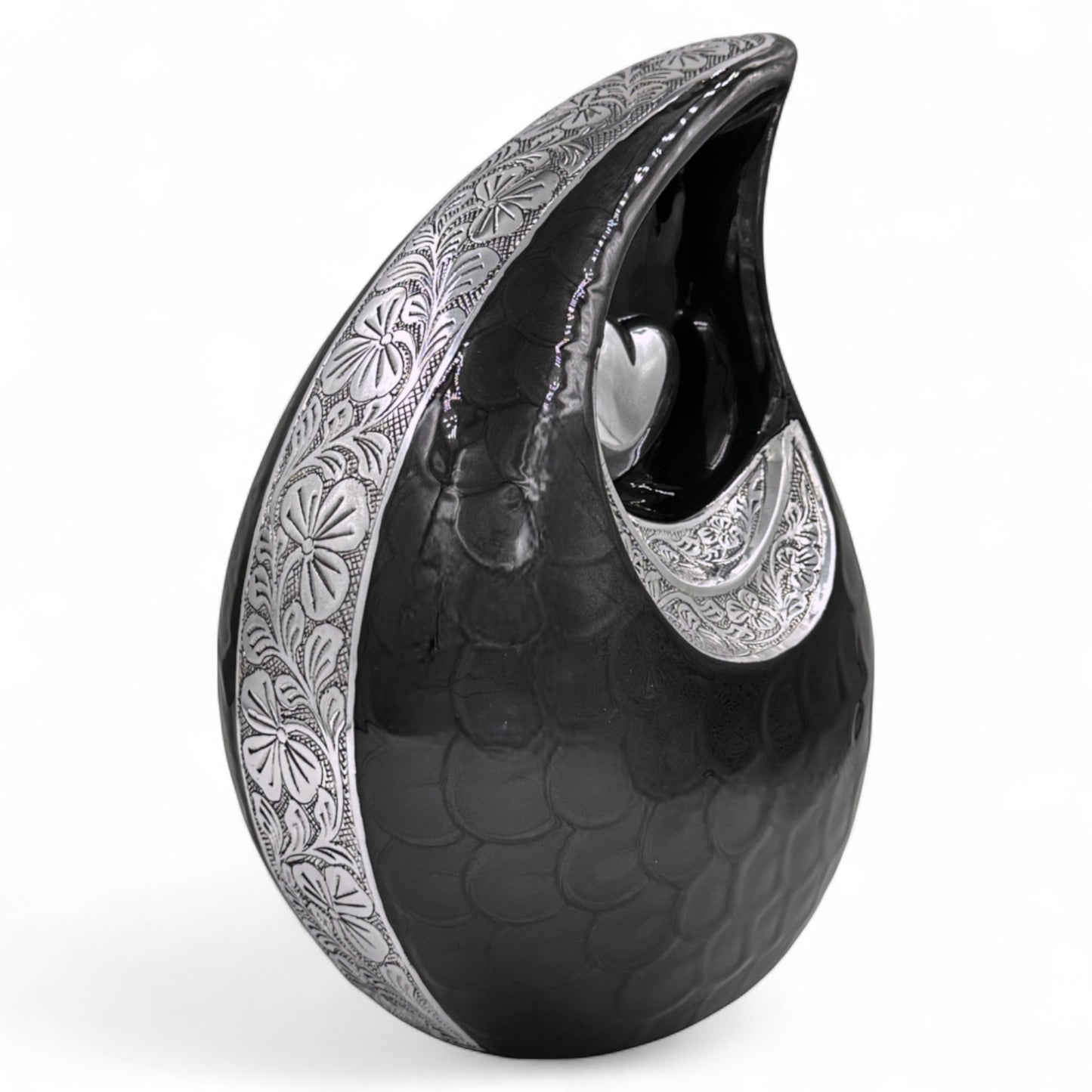 Black Adult Cremation Urn – 220 Cubic Inches – Memorial & Funeral Urn for Human Ashes
