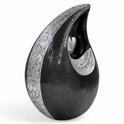 Black Adult Cremation Urn – 220 Cubic Inches – Memorial & Funeral Urn for Human Ashes