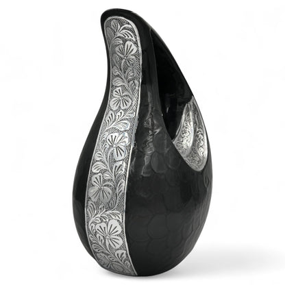 Black Adult Cremation Urn – 220 Cubic Inches – Memorial & Funeral Urn for Human Ashes