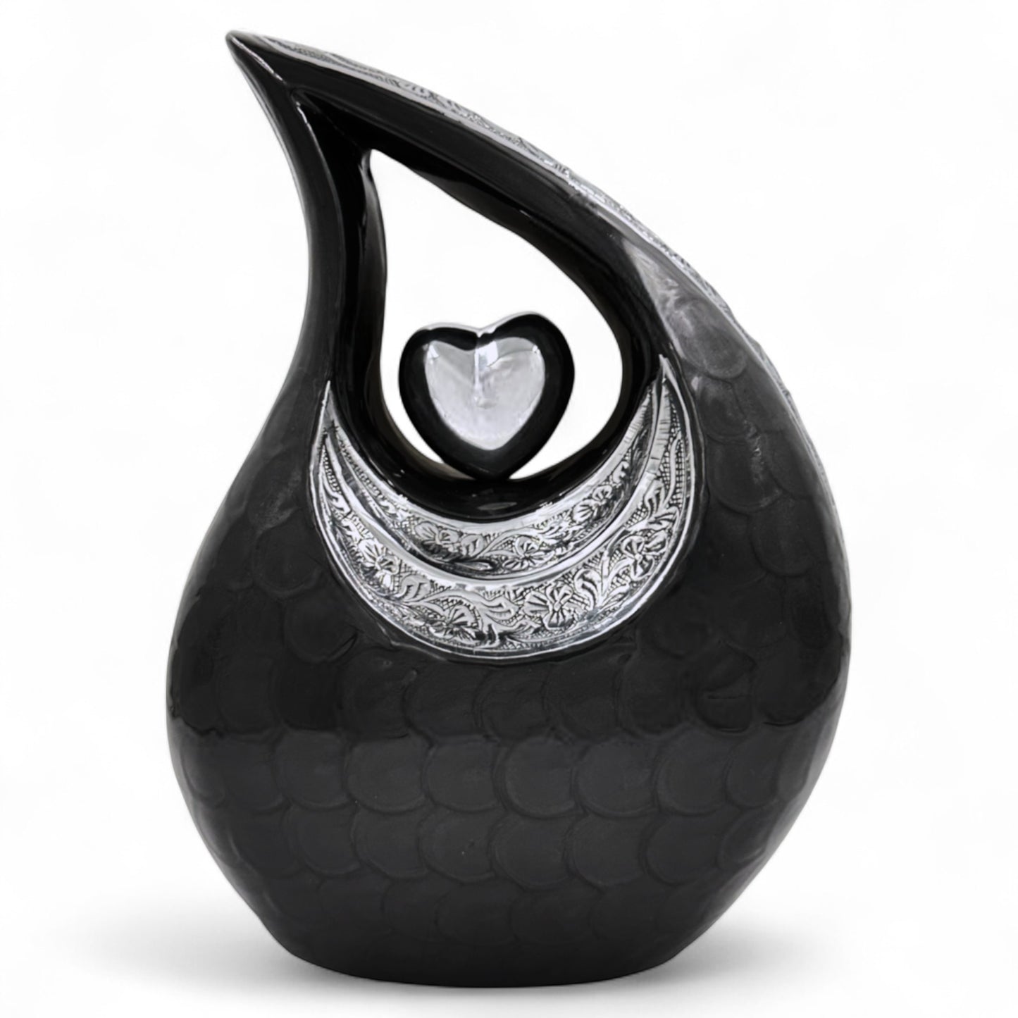 Black Adult Cremation Urn – 220 Cubic Inches – Memorial & Funeral Urn for Human Ashes