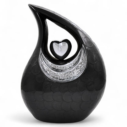 Black Adult Cremation Urn – 220 Cubic Inches – Memorial & Funeral Urn for Human Ashes