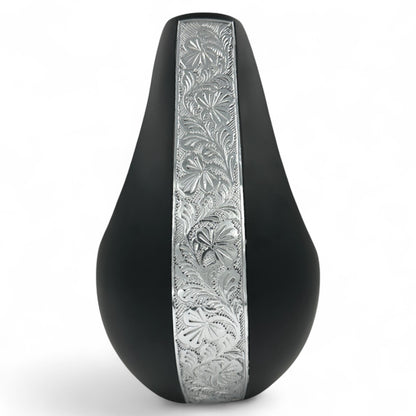 Elegant Black Teardrop Cremation Urn for Human Ashes – Personalized Adult Urn with Matte Finish for Funeral, Memorial, or Burial