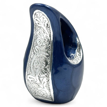 Blue Teardrop Keepsake Urn – Mini Urn for Ashes – Small Sharing Urn for Family