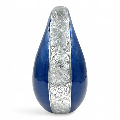 Blue Teardrop Cremation Urn – Personalized Large Adult Urn for Human Ashes – Decorative Memorial Urn