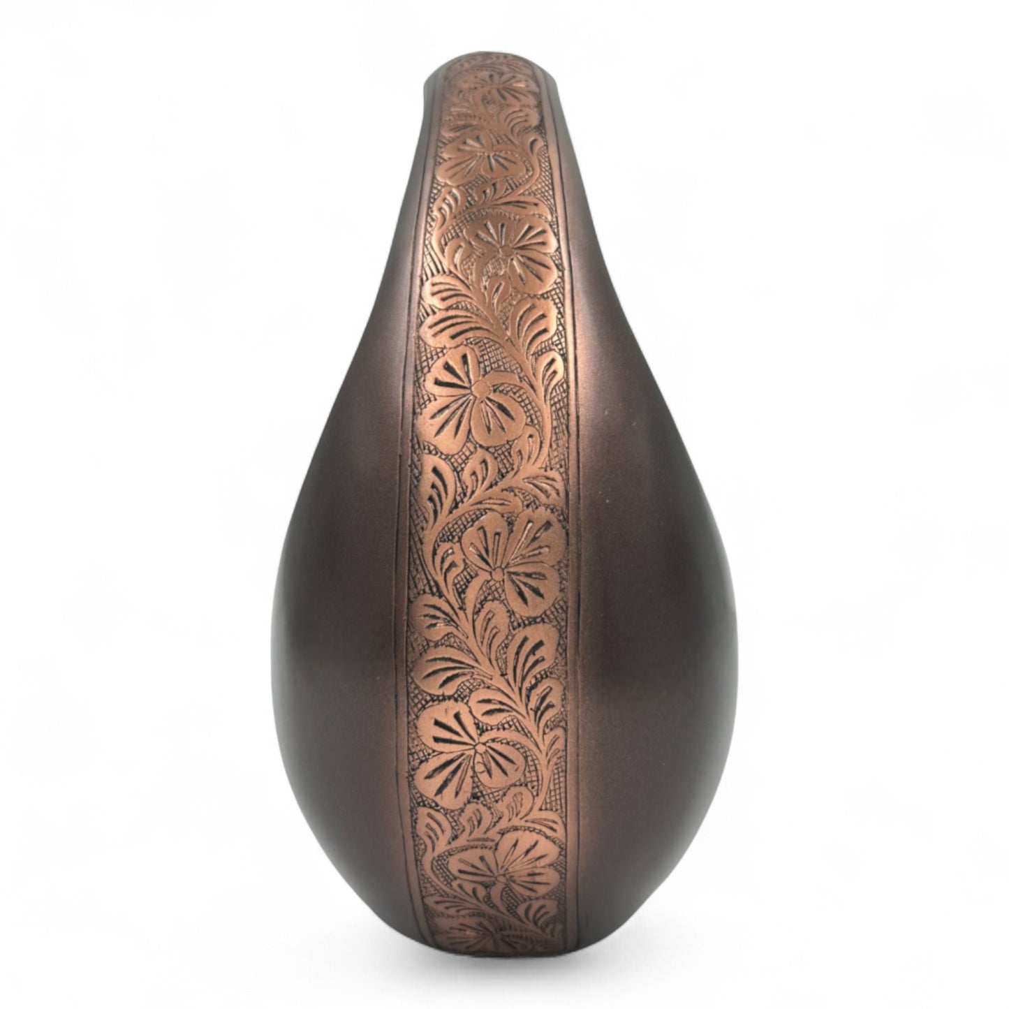 Bronze Teardrop Cremation Urn with Heart – Engraved Floral Memorial Urn for Human Ashes – Personalized Adult Funeral Urn with Velvet Bag