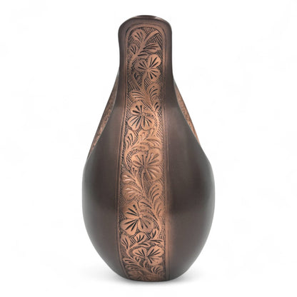 Bronze Teardrop Cremation Urn with Heart – Engraved Floral Memorial Urn for Human Ashes – Personalized Adult Funeral Urn with Velvet Bag