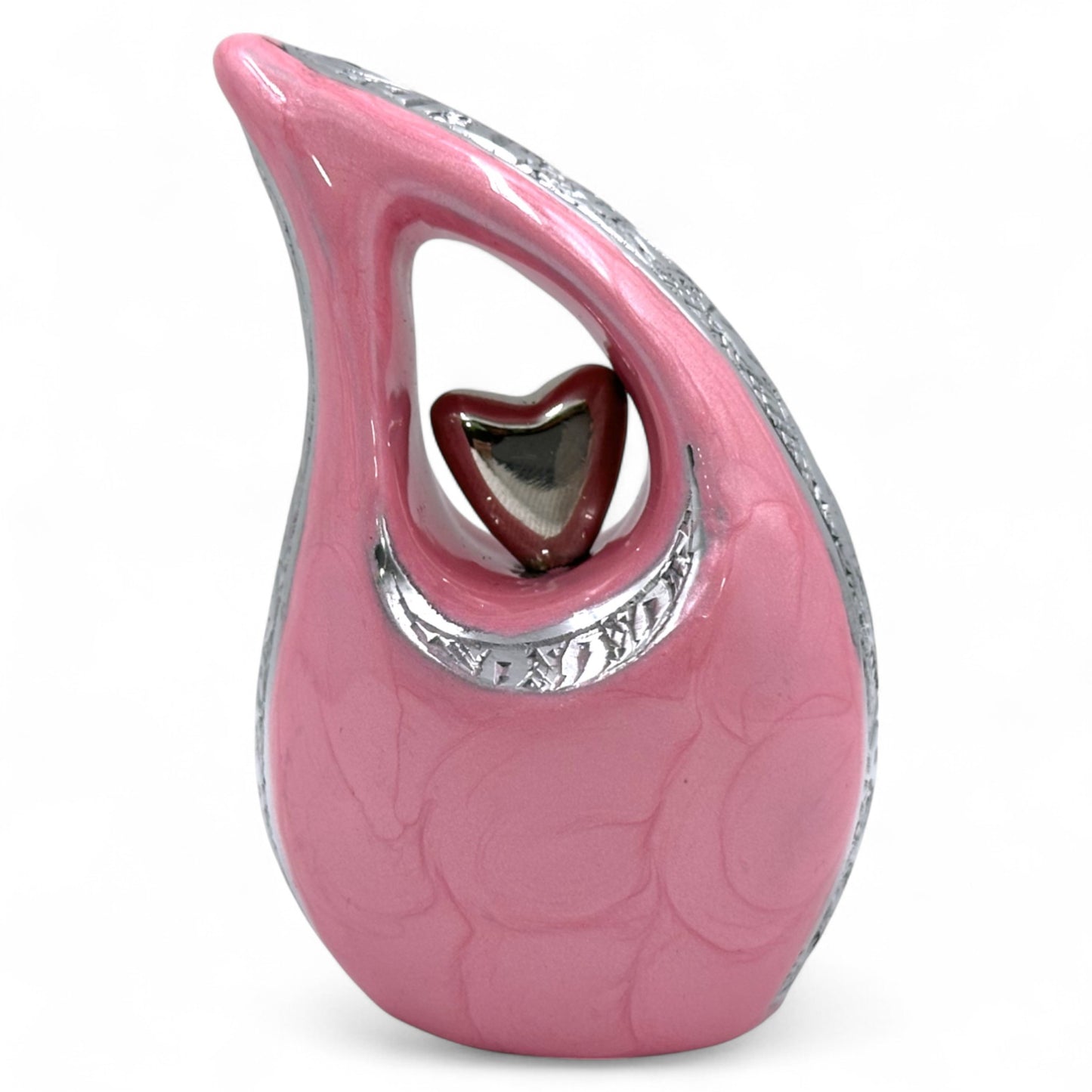 Pink Teardrop Keepsake Urn – Mini Urn for Ashes – Small Sharing Urn for Family
