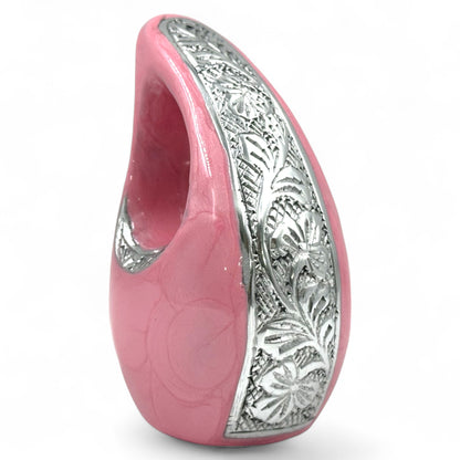 Pink Teardrop Keepsake Urn – Mini Urn for Ashes – Small Sharing Urn for Family