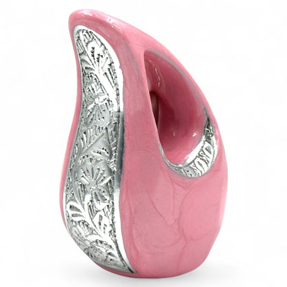 Pink Teardrop Keepsake Urn – Mini Urn for Ashes – Small Sharing Urn for Family