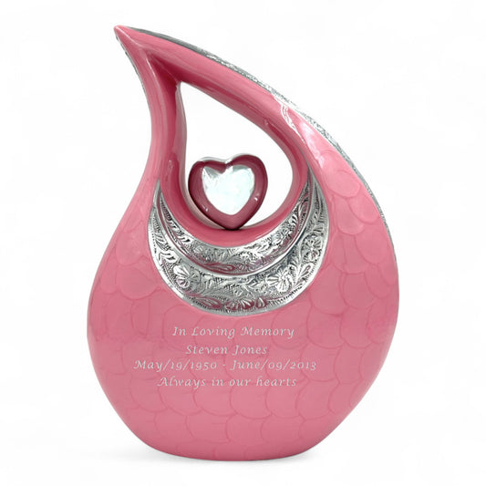 Pink Cremation Urn – Personalized Adult Urn for Human Ashes – Memorial Urn for Mother, Wife, Sister, Daughter