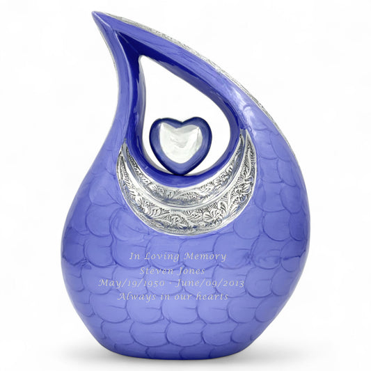 Purple Cremation Urn for Adults – Personalized Human Ashes Urn with Velvet Bag – Elegant Memorial Urn