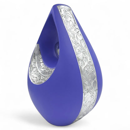 Elegant Purple Teardrop Cremation Urn for Human Ashes – Matte Finish Adult Urn for Burial, Memorial, or Funeral