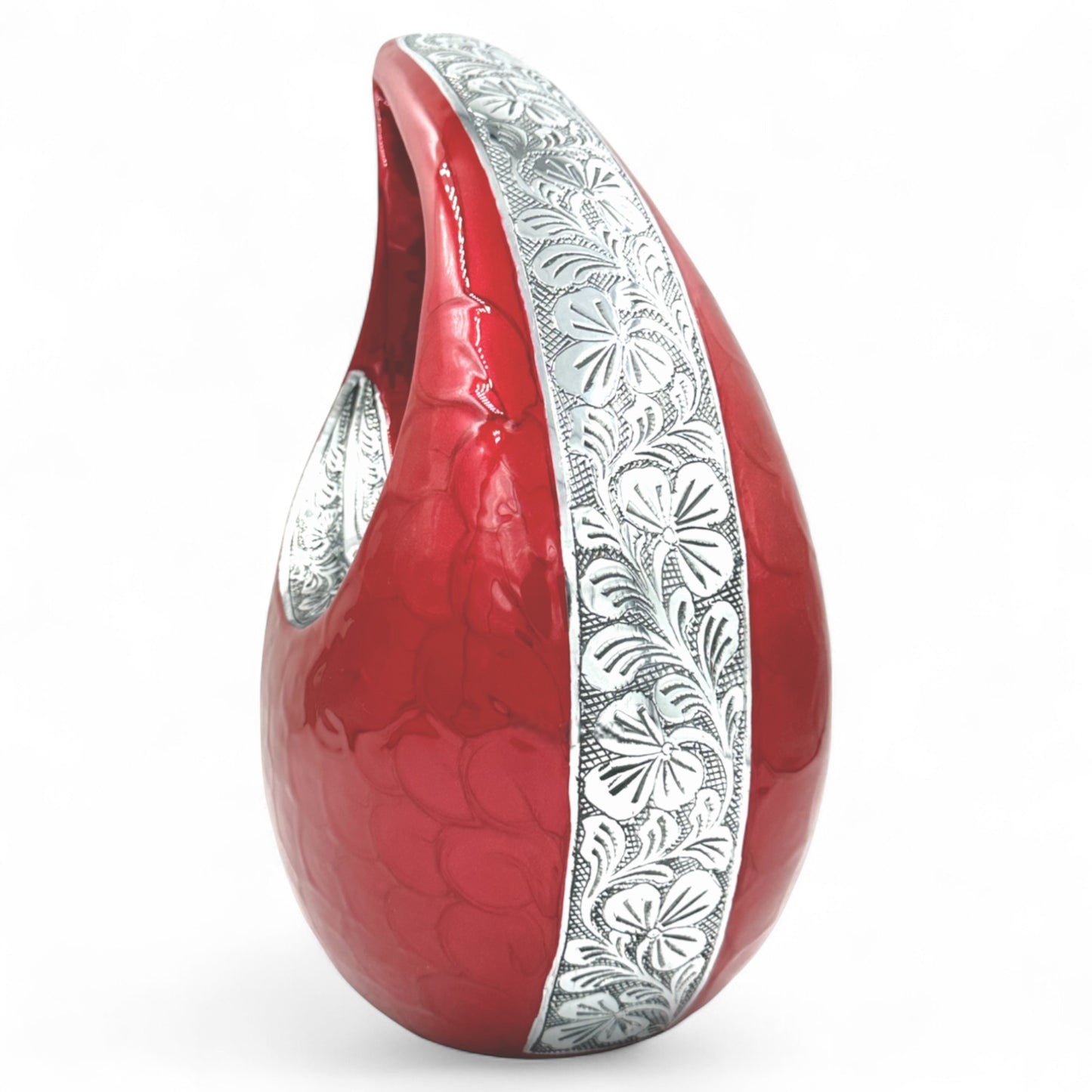 Red Cremation Urn – Personalized Adult Urn for Human Ashes (220 Cubic Inches) with Velvet Bag – Elegant Memorial Urn