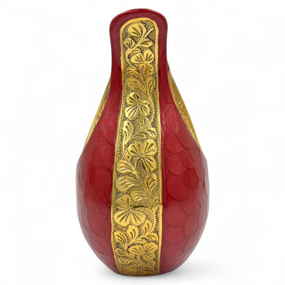 Red Teardrop Cremation Urn with Gold Heart – Personalized Memorial Urn for Adult Ashes – Engraved Funeral Urn – Elegant Keepsake