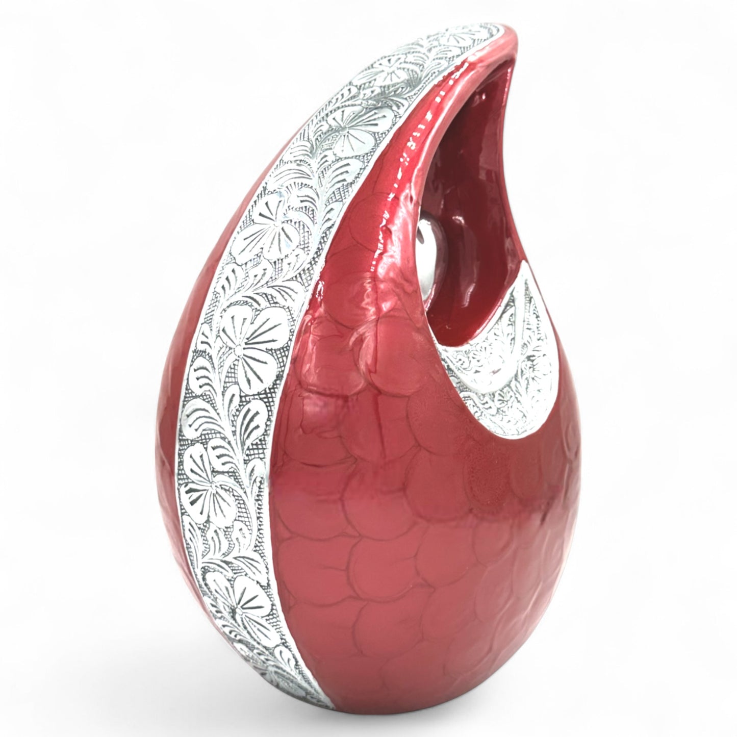 Red Cremation Urn – Personalized Adult Urn for Human Ashes (220 Cubic Inches) with Velvet Bag – Elegant Memorial Urn