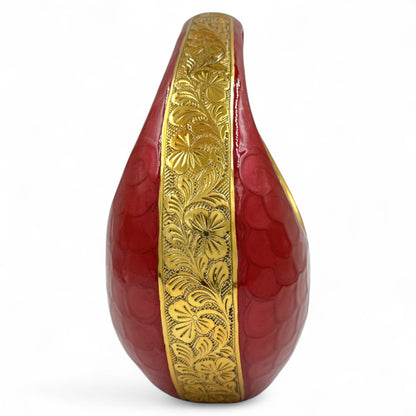 Red Teardrop Cremation Urn with Gold Heart – Personalized Memorial Urn for Adult Ashes – Engraved Funeral Urn – Elegant Keepsake
