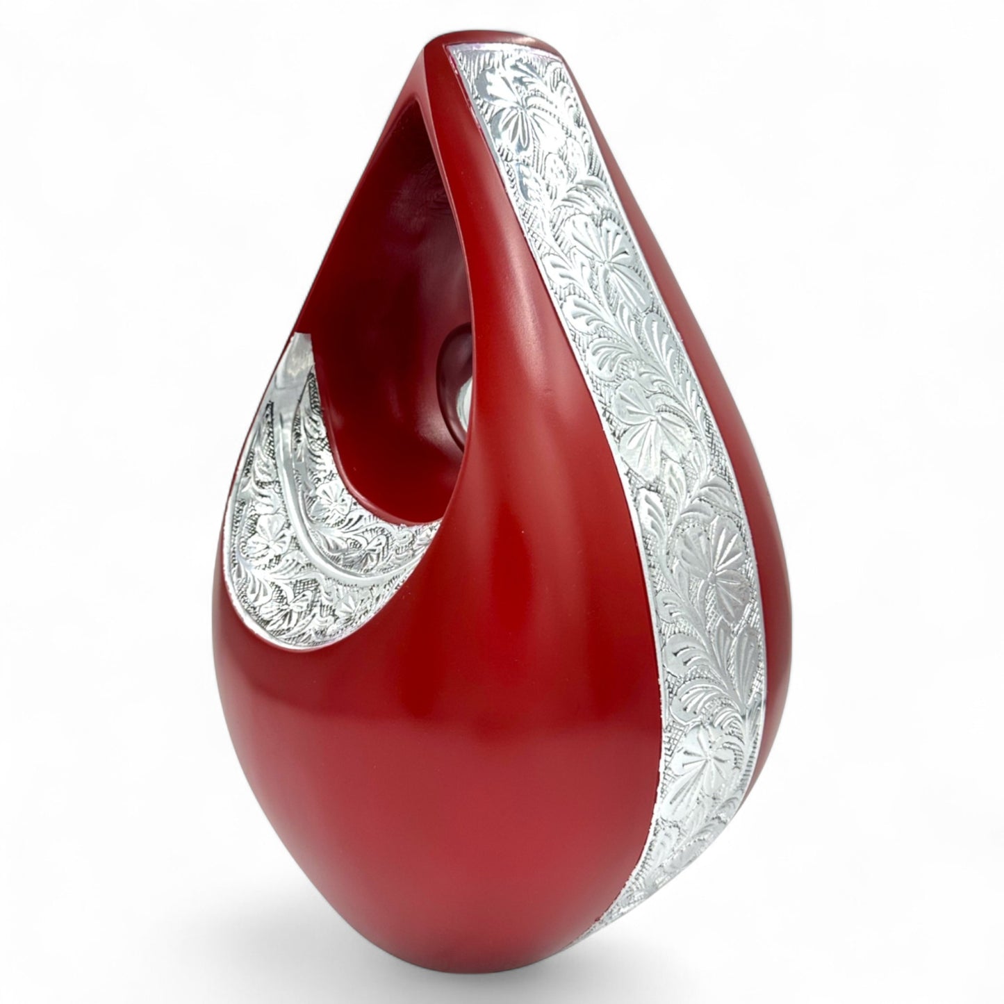 Personalized Red Teardrop Cremation Urn for Ashes – Matte Finish Adult Memorial Urn