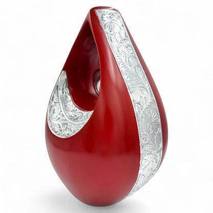 Personalized Red Teardrop Cremation Urn for Ashes – Matte Finish Adult Memorial Urn