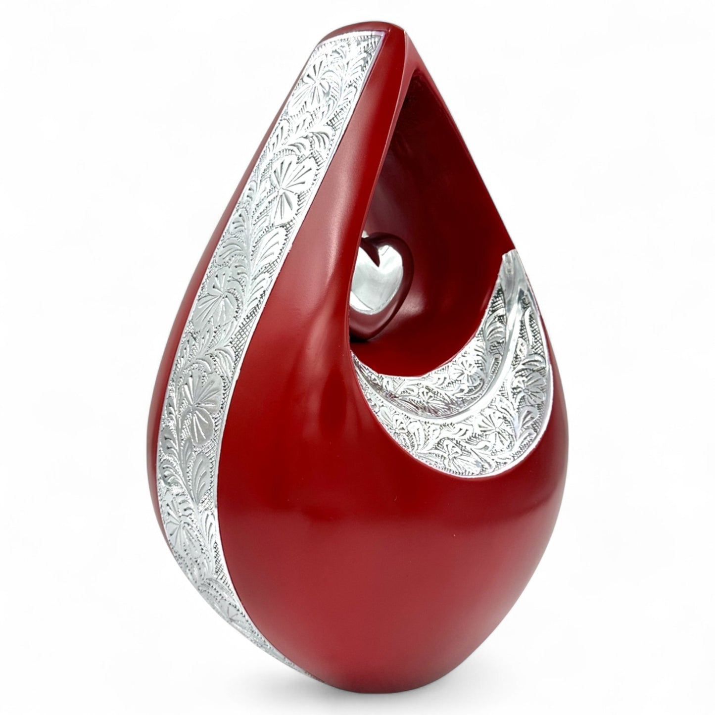 Personalized Red Teardrop Cremation Urn for Ashes – Matte Finish Adult Memorial Urn