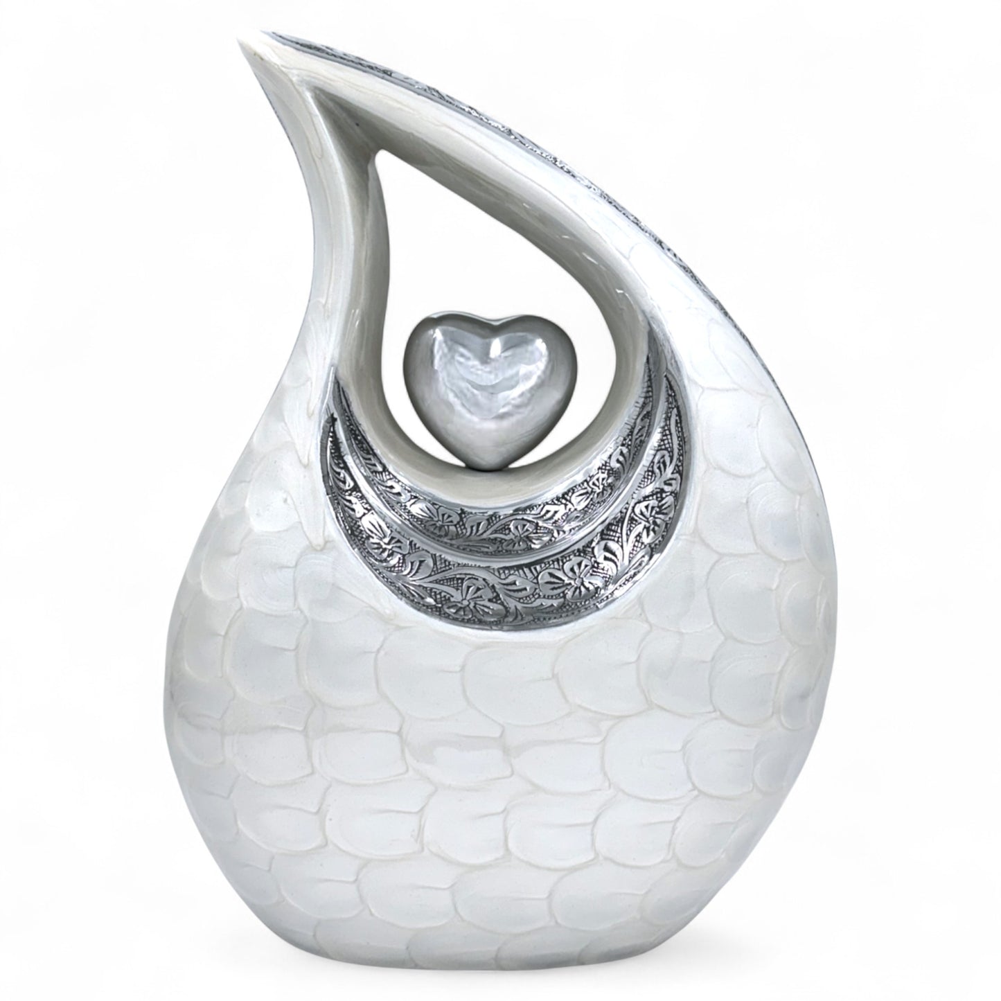 White Cremation Urn – Personalized Adult Urn for Human Ashes (220 Cubic Inches) – Custom Memorial Urn
