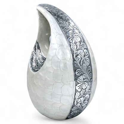 White Cremation Urn – Personalized Adult Urn for Human Ashes (220 Cubic Inches) – Custom Memorial Urn