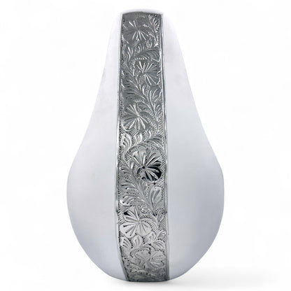 Personalized White Teardrop Cremation Urn for Ashes – Matte Finish Adult Memorial Urn
