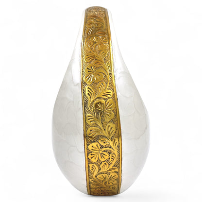 White Teardrop Cremation Urn with Gold Heart – Personalized Adult Urn – Hand-Engraved Memorial Urn – Velvet Bag Included