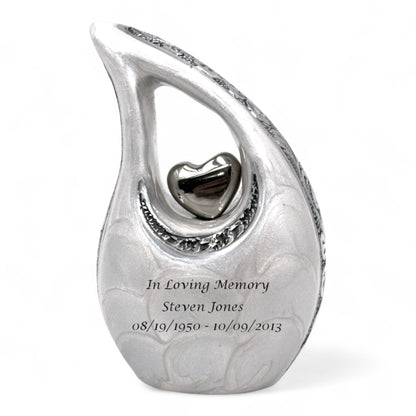 White Teardrop Keepsake Urn – Mini Teardrop Urn for Ashes – Small Sharing Urn for Family