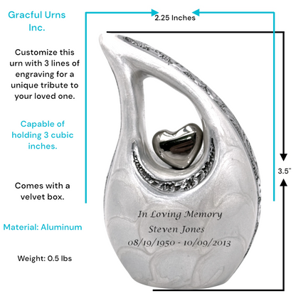White Teardrop Keepsake Urn – Mini Teardrop Urn for Ashes – Small Sharing Urn for Family