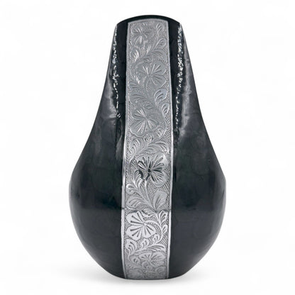 Personalized Black Teardrop Cremation Urn for Human Ashes – Adult Memorial Urn with Velvet Bag, 200 Cubic Inches