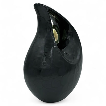 Black Cremation Urn for Adult Human Ashes – Personalized Memorial Urn with Velvet Bag – Elegant Funeral Urn for Men