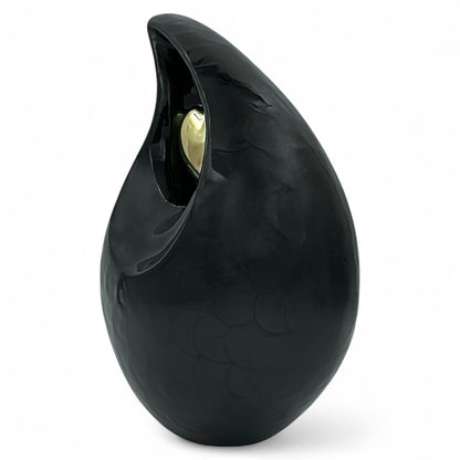 Black Cremation Urn for Adult Human Ashes – Personalized Memorial Urn with Velvet Bag – Elegant Funeral Urn for Men