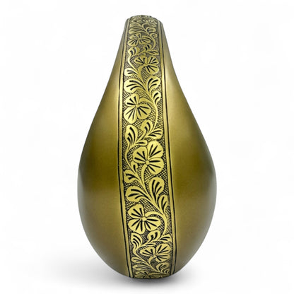 Gold Teardrop Cremation Urn with Heart – Engraved Adult Memorial Urn for Human Ashes – Personalized Funeral & Keepsake Urn with Velvet Bag