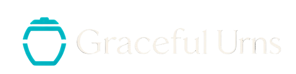 The logo for Graceful Urns, featuring a teal geometric urn icon on the left and the brand name 'Graceful Urns' in white serif text on a solid black background.